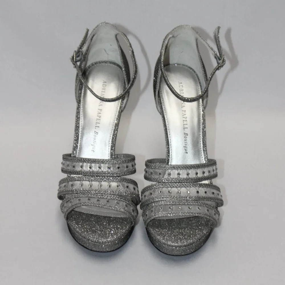 Adrianna Papell Boutique Silver Sparkle Platforms